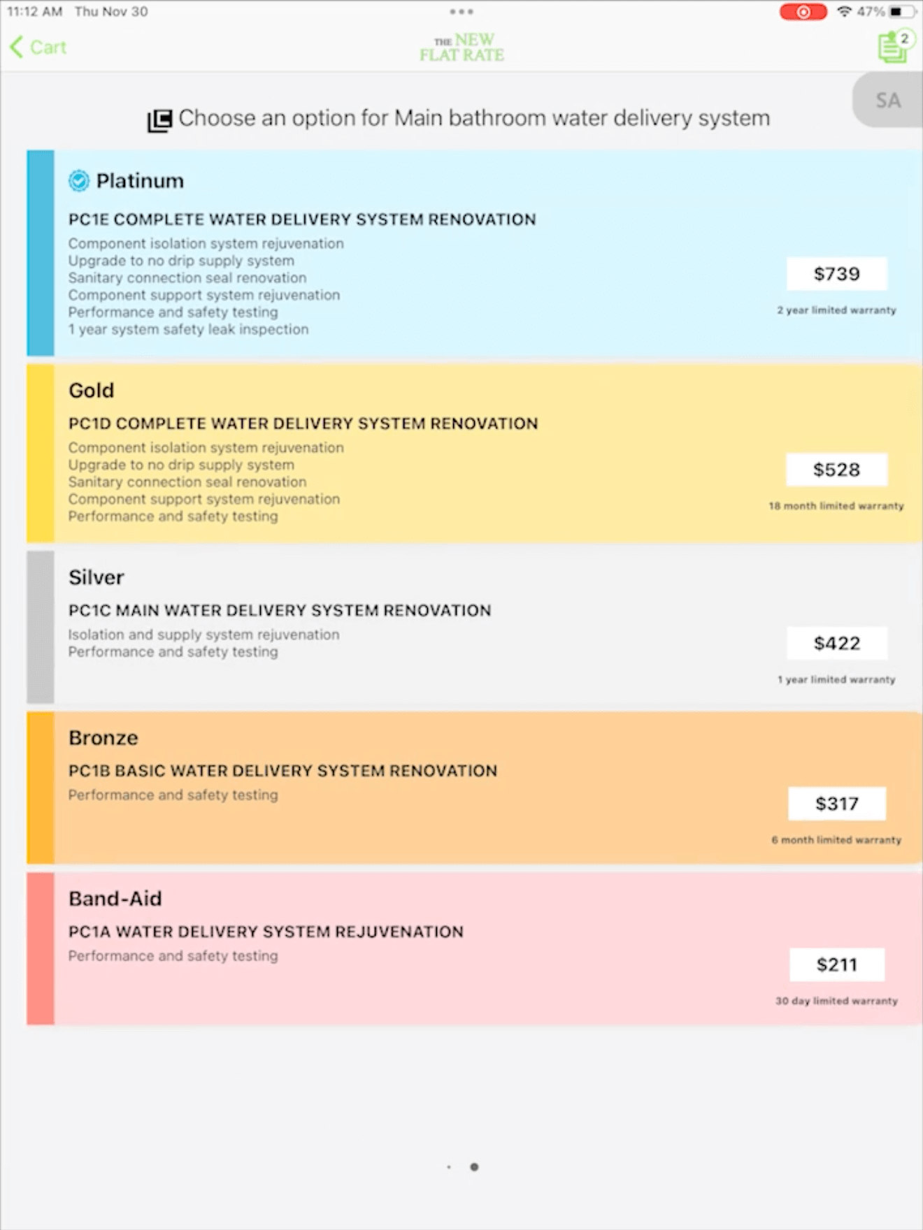 How to use The New Flat Rate menu